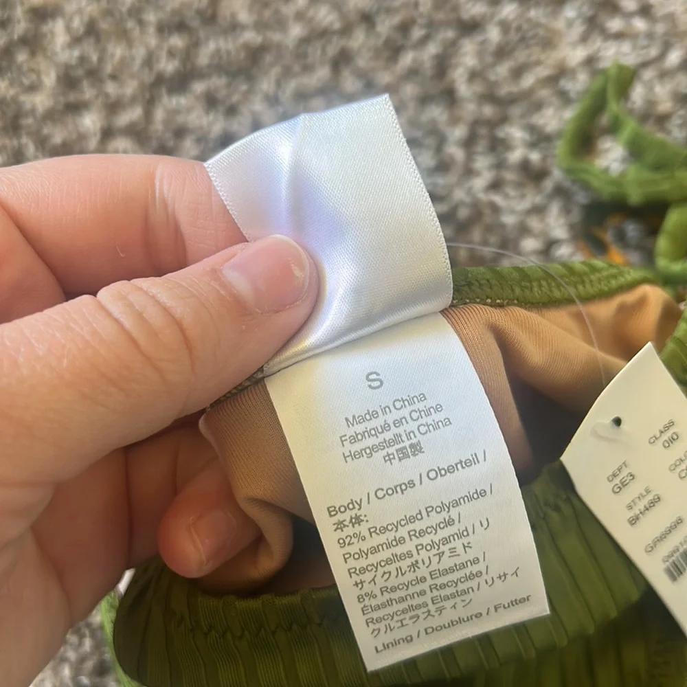 NWT J. Crew Green Wide Rib Curved-Waist Cheeky String Swim Bottoms Only S